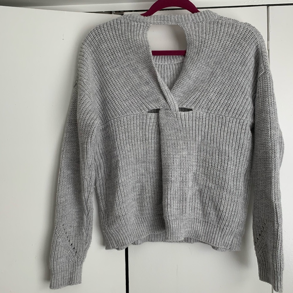 Grey Sweater with Fun Back